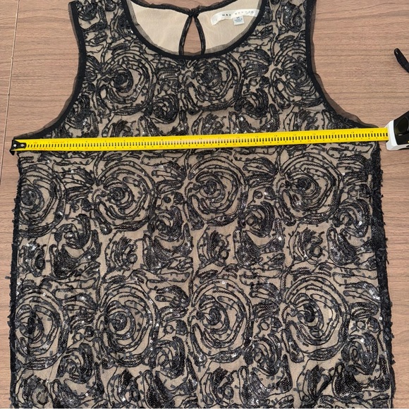 Black Mesh Fringe Textured Sequin Medium Blouse Top Evening Wear Y2K Whimsigoth - Picture 10 of 10